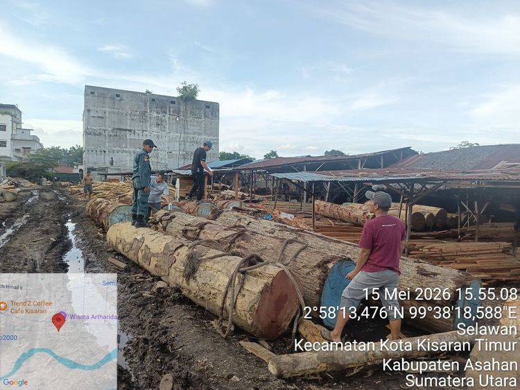 operasi-gabungan-kemenhut-di-sumatera-utara-tertibkan-5-sawmill-ribuan-kayu-bulat-tanpa-legalitas-ditemukan